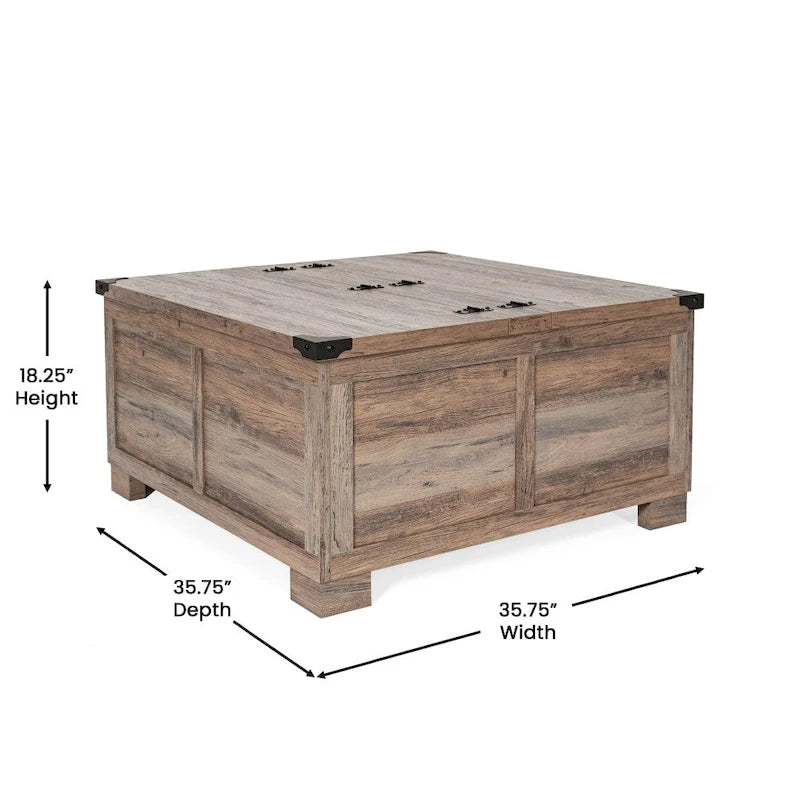 Lift Top Coffee Table with Hidden Storage Farmhouse Style Engineered Wood