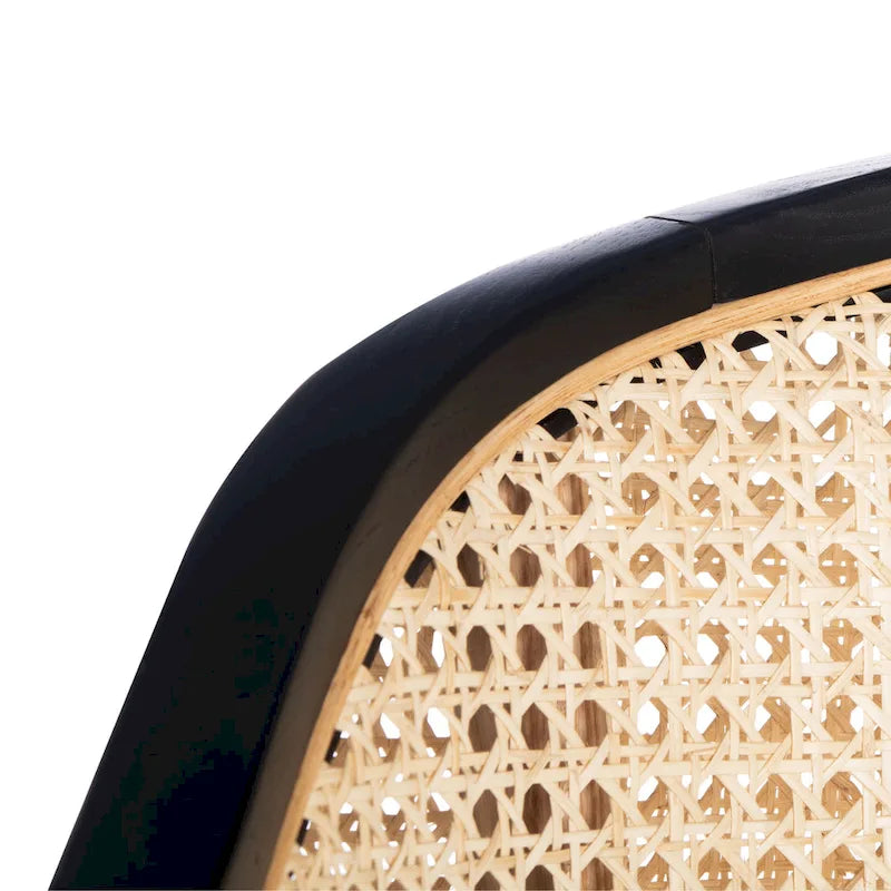 Mid Century Rattan Dining Chair Curved Back Upholstered Seat Brass Caps 3 Colors