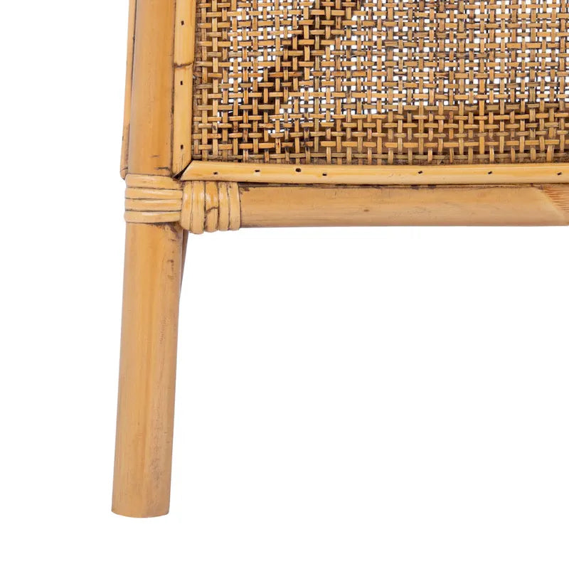 Rattan Barrel Accent Chair Honey Brown Woven Frame White Cushion Coastal