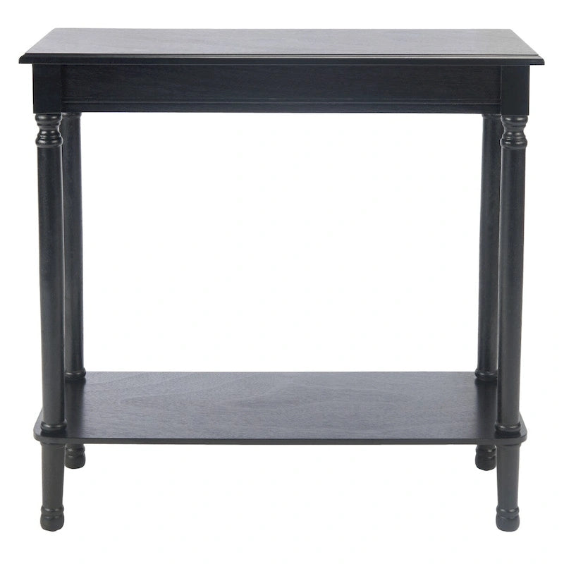 Rectangular Console Table Turned Legs Lower Shelf Entryway Hall 28 Inch