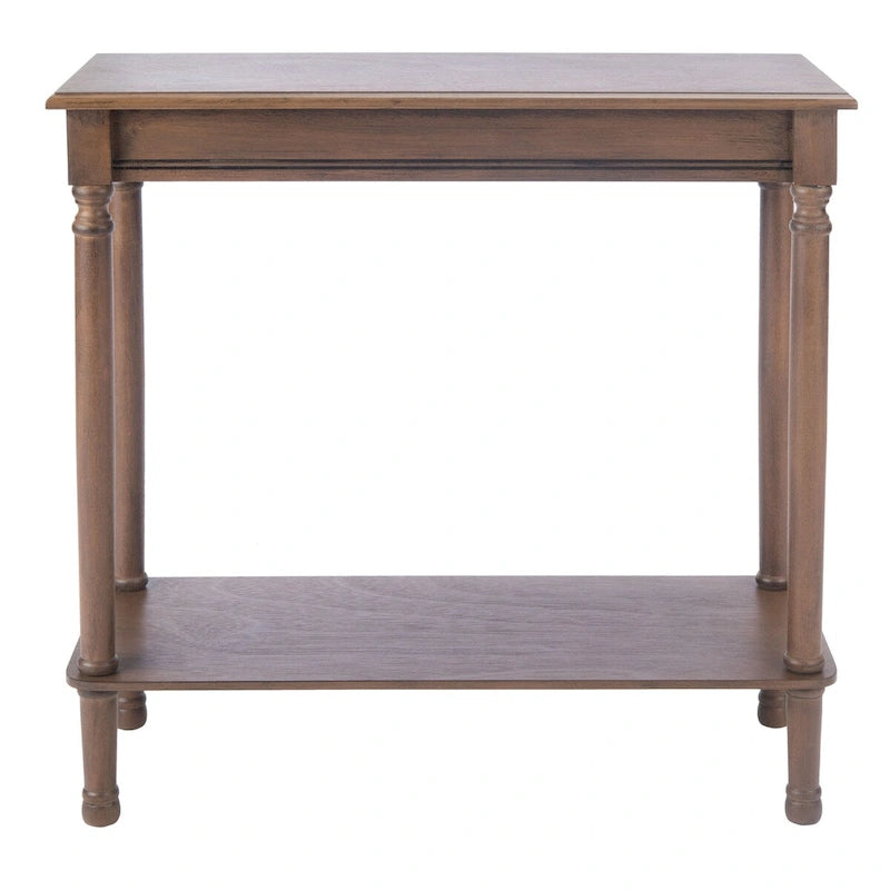 Rectangular Console Table Turned Legs Lower Shelf Entryway Hall 28 Inch