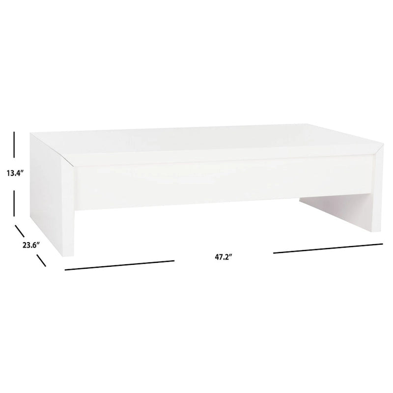 SAFAVIEH Bobbye White Lift-Top Coffee Table - 47.2 x 23.6 x 13.4 - 47Wx24Dx13H