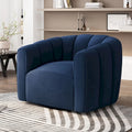 Modern Boucle Swivel Club Chair Tub Design 360 Degree Rotation Channel Back