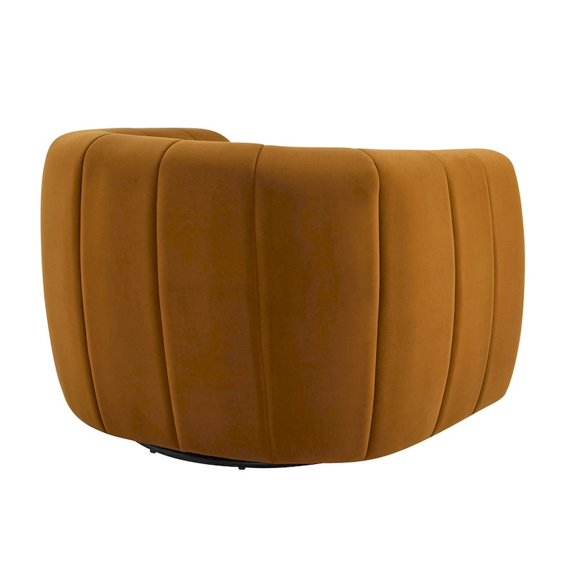 Modern Boucle Swivel Club Chair Tub Design 360 Degree Rotation Channel Back