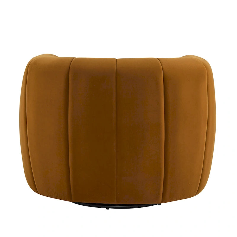 Modern Boucle Swivel Club Chair Tub Design 360 Degree Rotation Channel Back