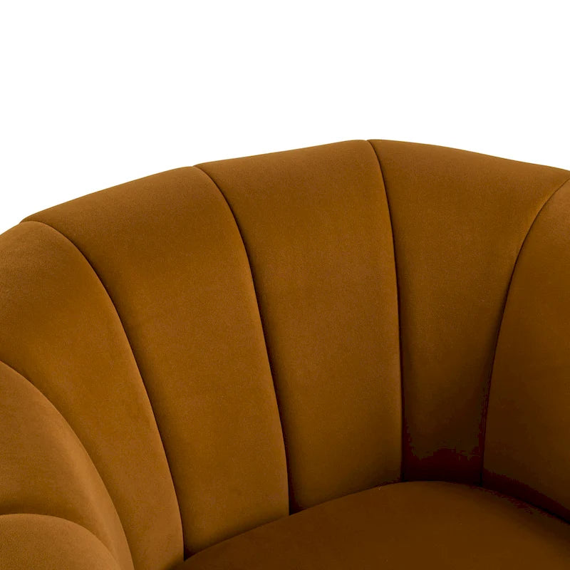 Modern Boucle Swivel Club Chair Tub Design 360 Degree Rotation Channel Back