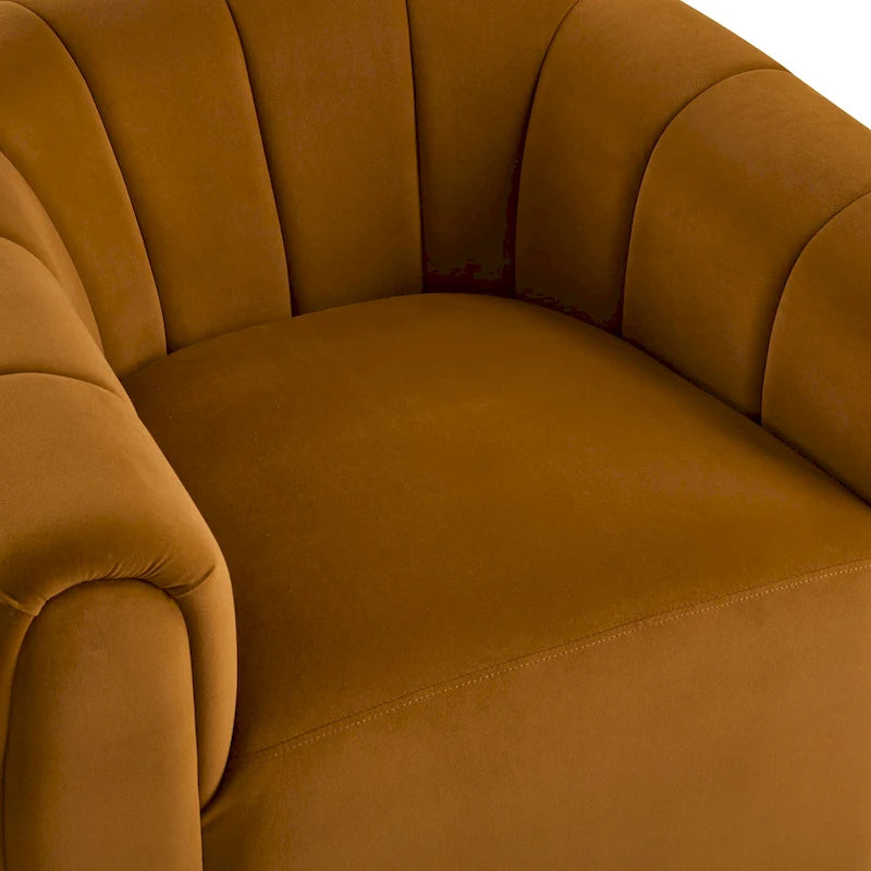 Modern Boucle Swivel Club Chair Tub Design 360 Degree Rotation Channel Back