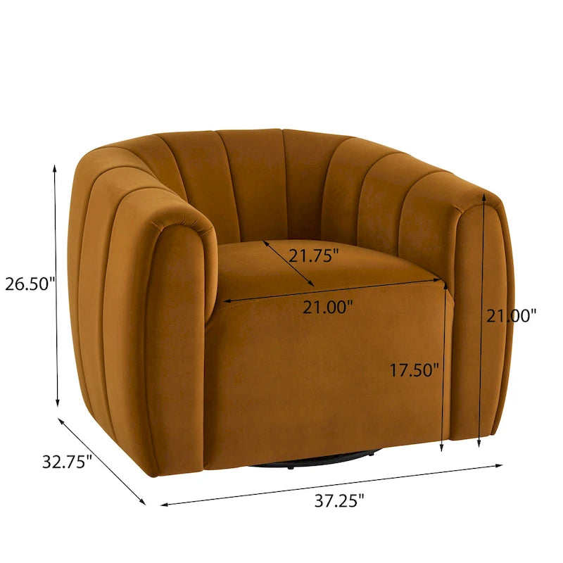 Modern Boucle Swivel Club Chair Tub Design 360 Degree Rotation Channel Back