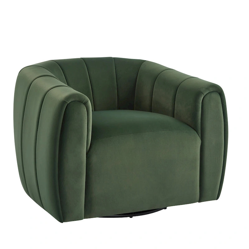 Modern Boucle Swivel Club Chair Tub Design 360 Degree Rotation Channel Back