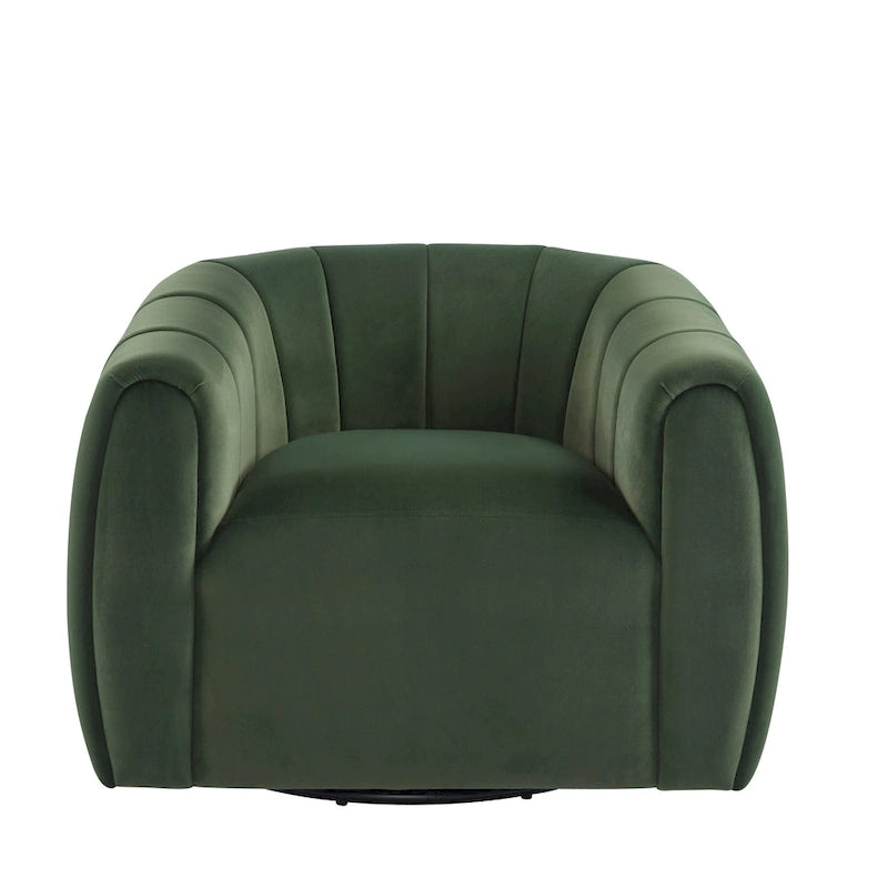 Modern Boucle Swivel Club Chair Tub Design 360 Degree Rotation Channel Back