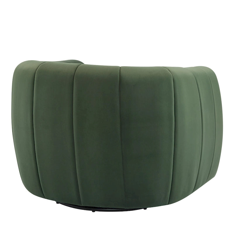 Modern Boucle Swivel Club Chair Tub Design 360 Degree Rotation Channel Back