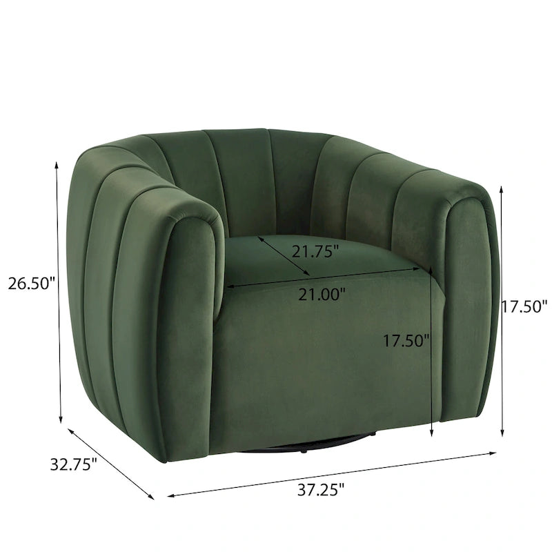 Modern Boucle Swivel Club Chair Tub Design 360 Degree Rotation Channel Back