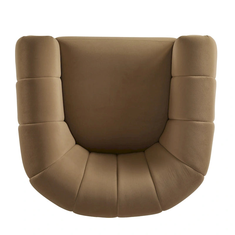 Modern Boucle Swivel Club Chair Tub Design 360 Degree Rotation Channel Back