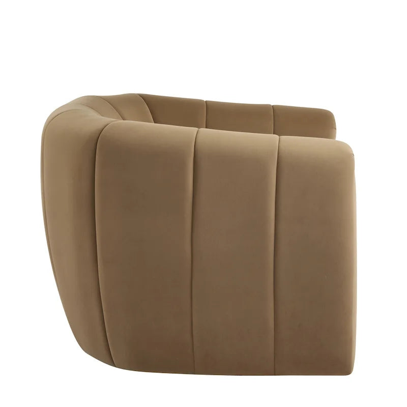 Modern Boucle Swivel Club Chair Tub Design 360 Degree Rotation Channel Back