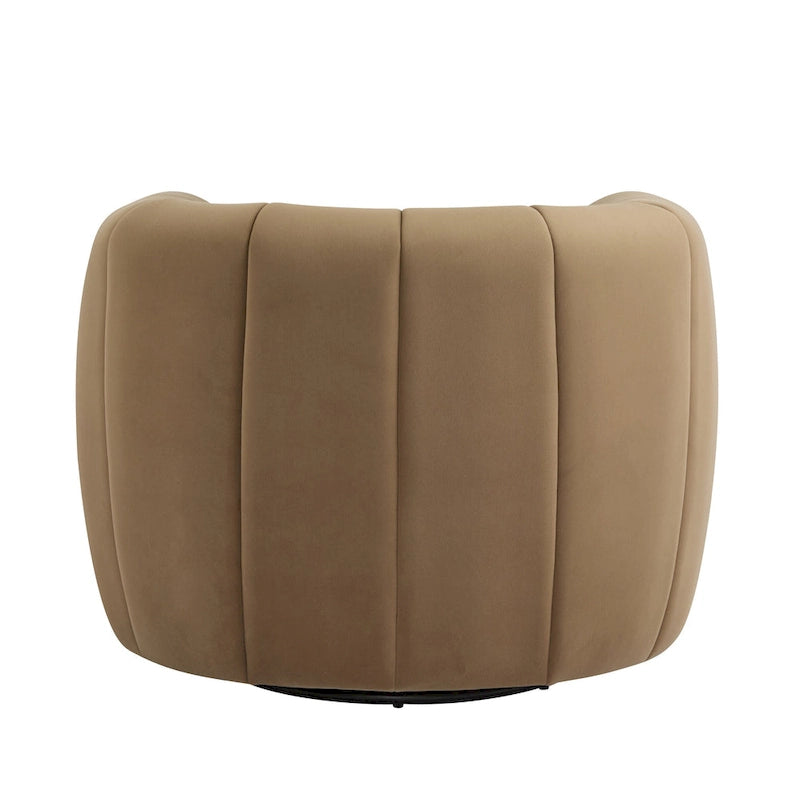 Modern Boucle Swivel Club Chair Tub Design 360 Degree Rotation Channel Back