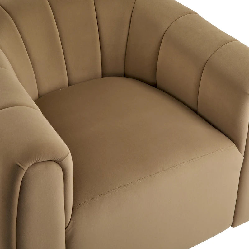Modern Boucle Swivel Club Chair Tub Design 360 Degree Rotation Channel Back