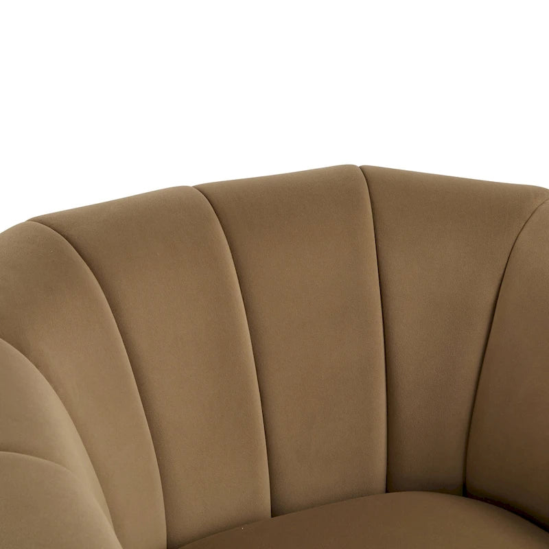 Modern Boucle Swivel Club Chair Tub Design 360 Degree Rotation Channel Back