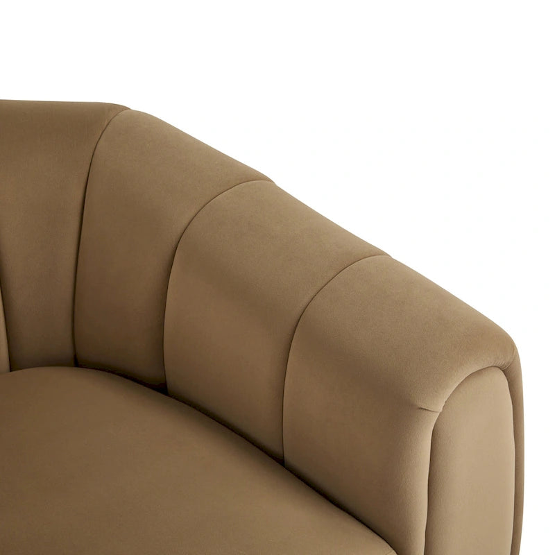 Modern Boucle Swivel Club Chair Tub Design 360 Degree Rotation Channel Back