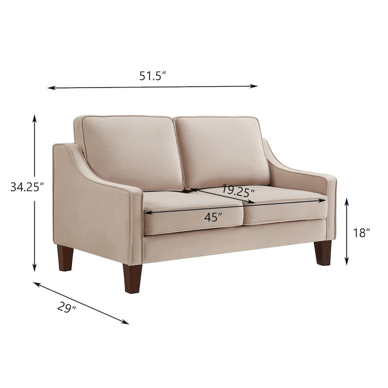 Modern Upholstered Sofa with Removable Cushions and Scooped Arms