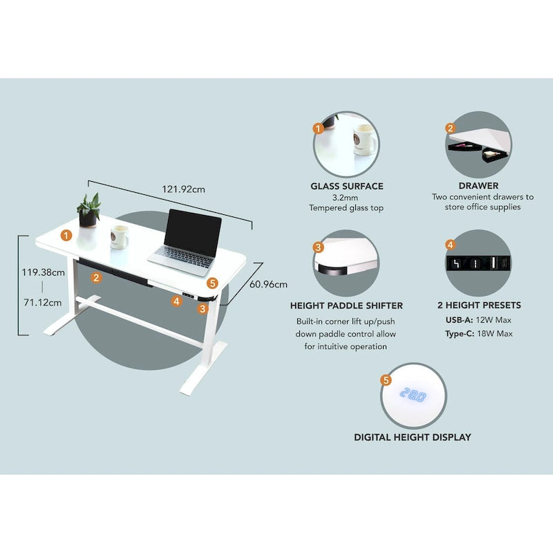 Glasstop Desk white