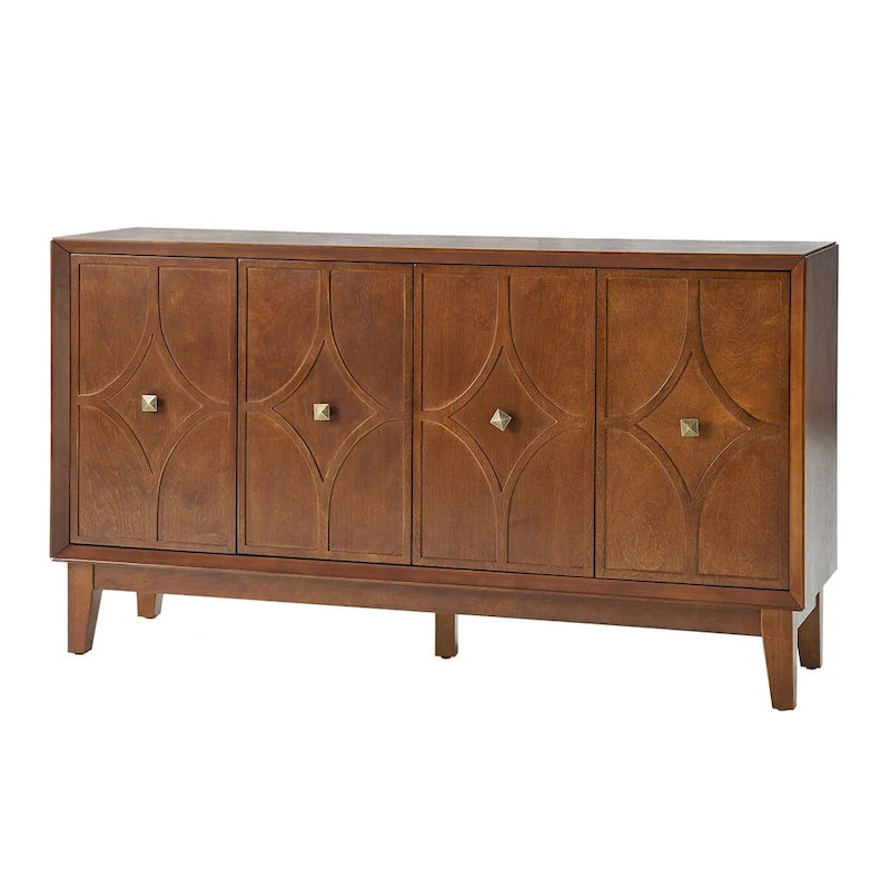 Miriam Mid-century 60 Wide Diamond-shaped Patterned Sideboard with Adjustable Shelves by HULALA HOME