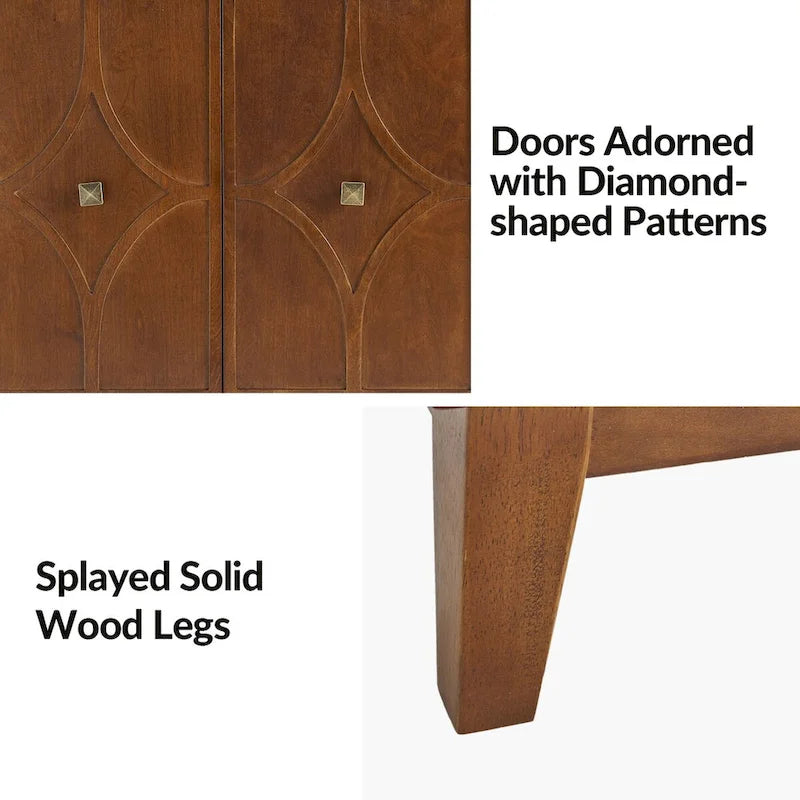 Miriam Mid-century 60 Wide Diamond-shaped Patterned Sideboard with Adjustable Shelves by HULALA HOME
