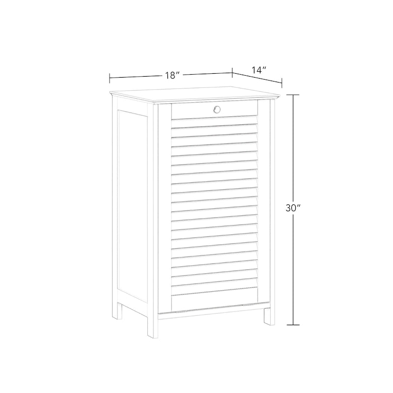 Tilt-Out Laundry Hamper Cabinet Shutter Door White MDF Removable Cloth Bag