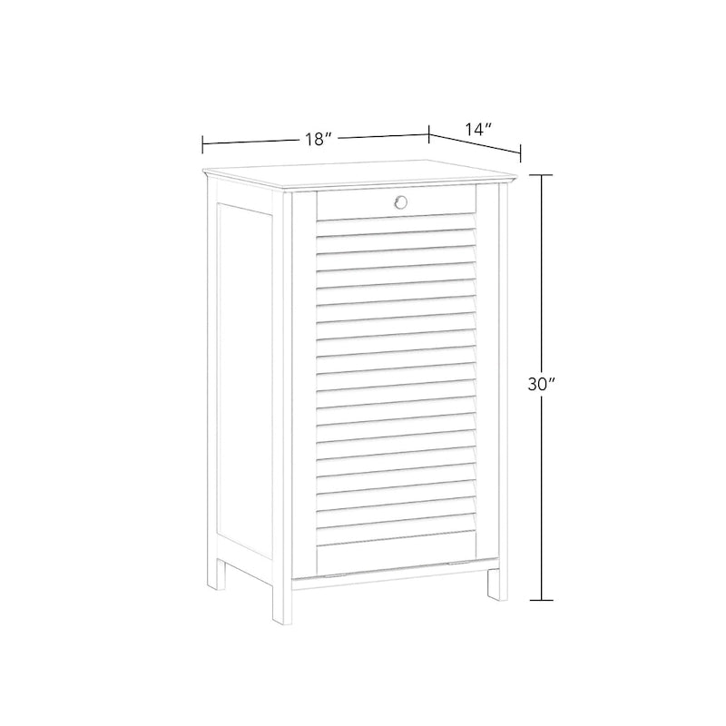 Tilt-Out Laundry Hamper Cabinet Shutter Door White MDF Removable Cloth Bag