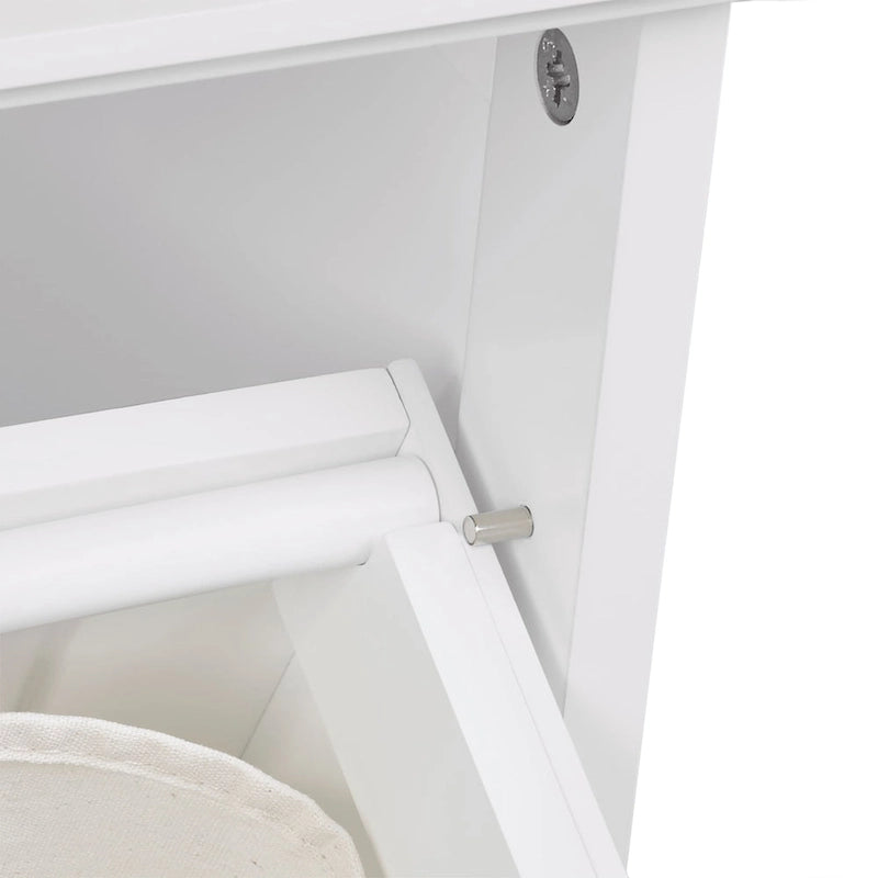 Tilt-Out Laundry Hamper Cabinet Shutter Door White MDF Removable Cloth Bag