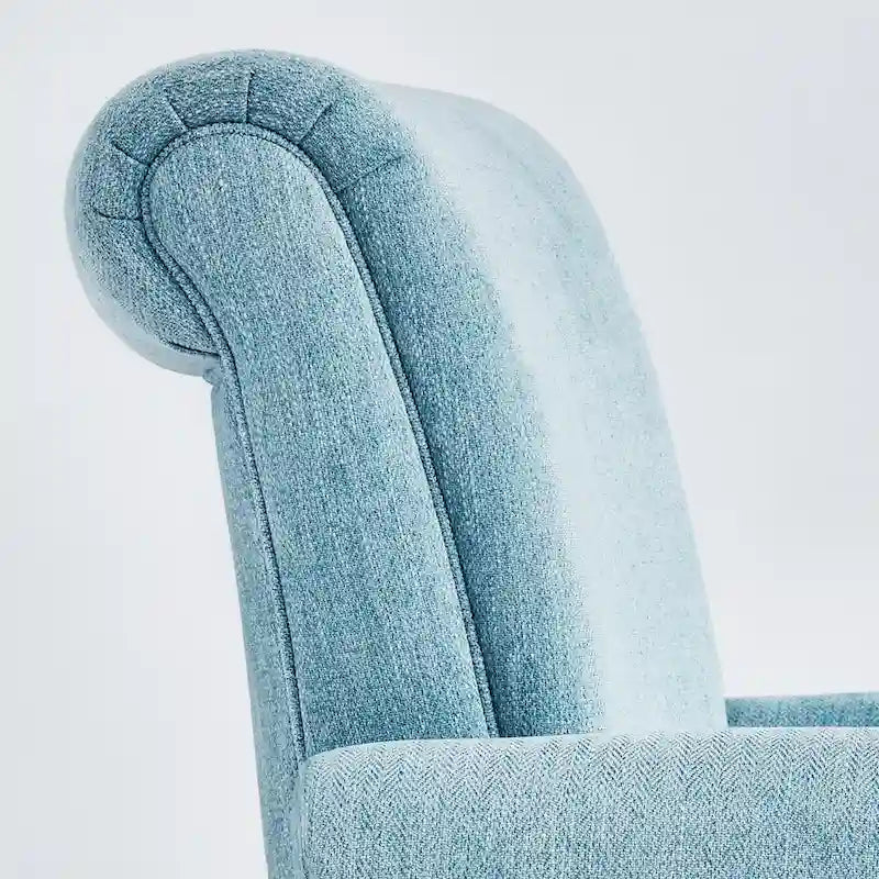 Mid-Century Wingback Accent Armchair Nailhead Trim Polyester Solid Wood Legs