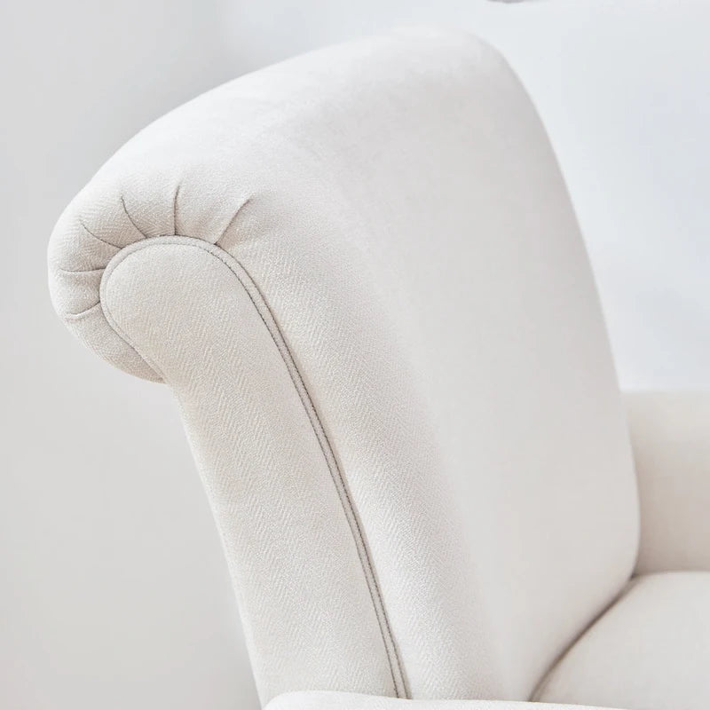 Mid-Century Wingback Accent Armchair Nailhead Trim Polyester Solid Wood Legs