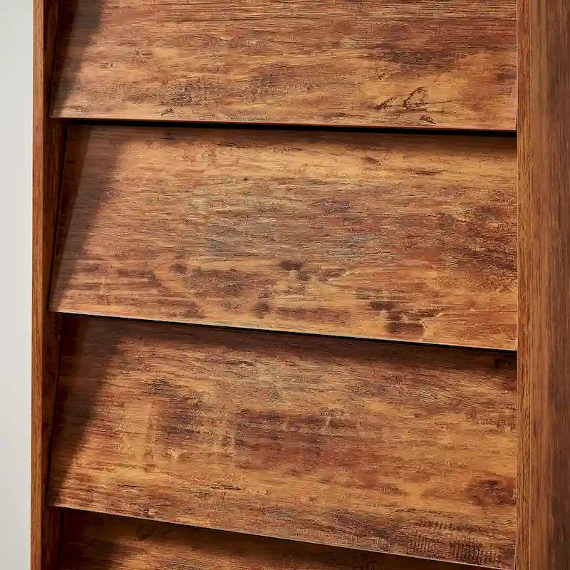 4 Drawer Tall Dresser Chest Bevel Push Open MDF Solid Wood Legs Brown Black